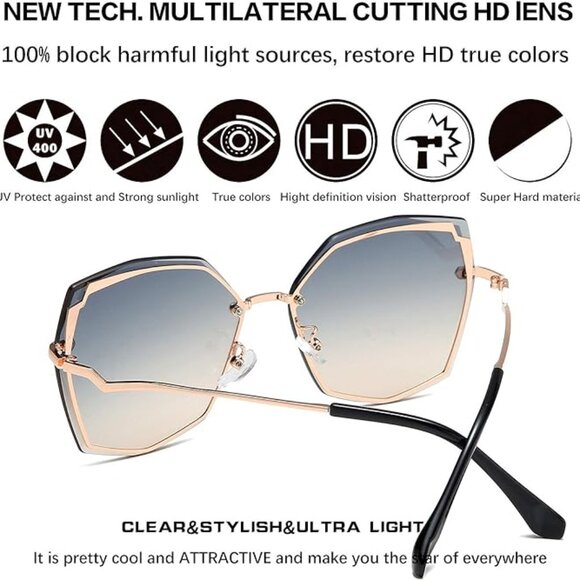 Geometric hexagon design sunglasses - Picture 5 of 6